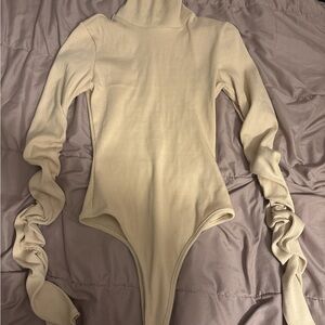 Fashion Nova Cream Snatched Bodysuit